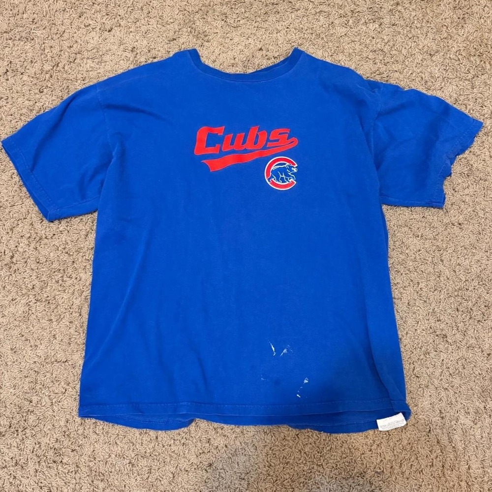 Vintage Chicago Cubs MLB Embroidered Blue Graphic T-Shirt Mens XL Cotton